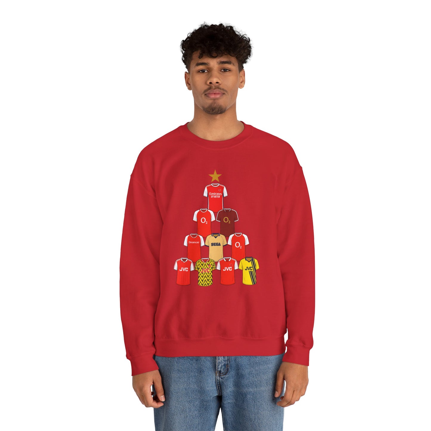 Football Jersey Christmas Tree Sweatshirt — Retro Kit Holiday Crewneck