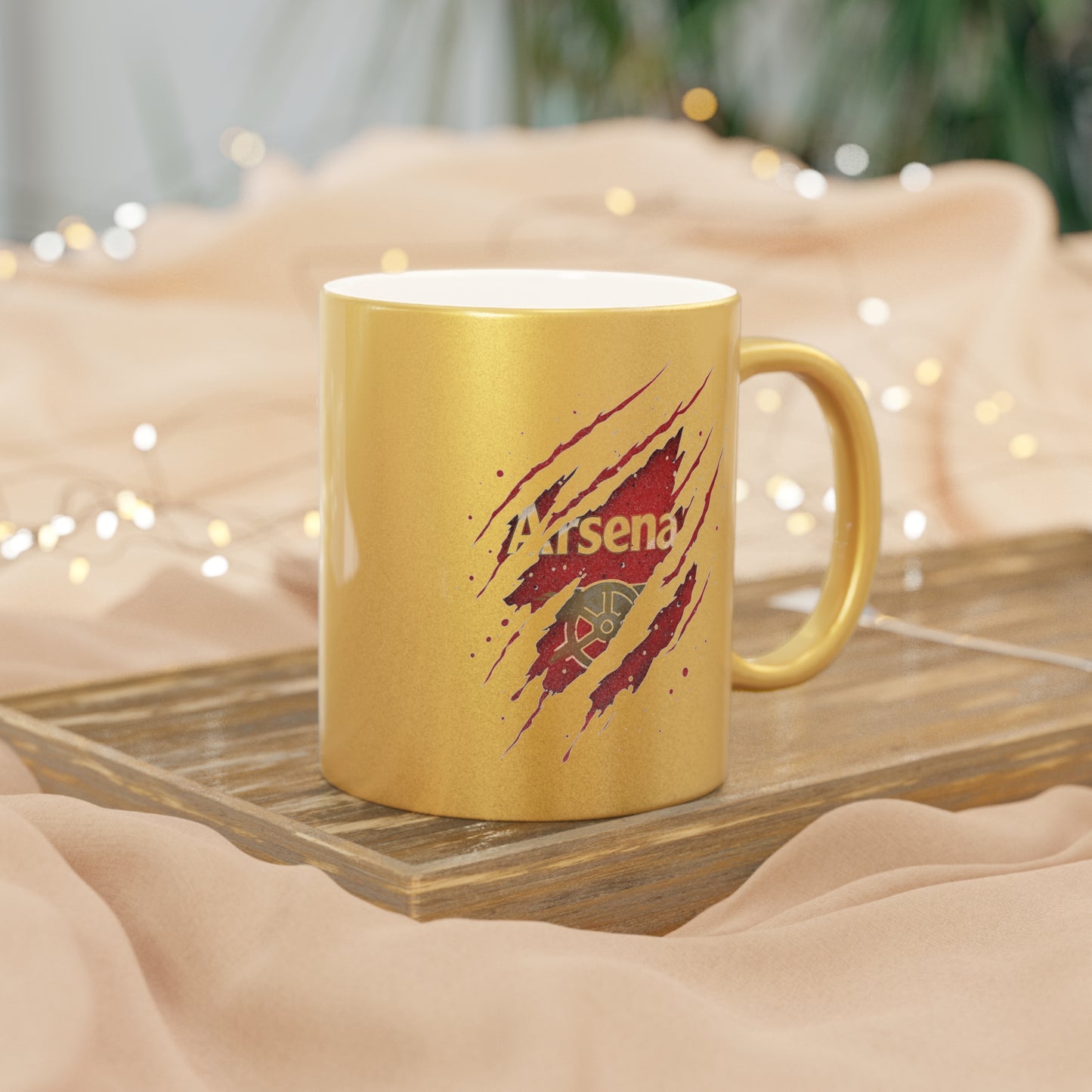 Ripped Arsenal Metallic Mug — Silver/Gold Fan Coffee Cup