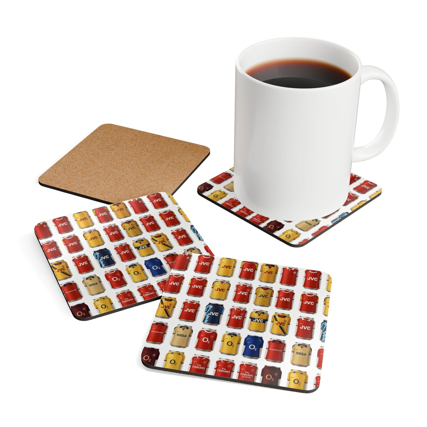 Arsenal Beer Can Coaster Set — Retro Football Kit Pattern (Set of 6)