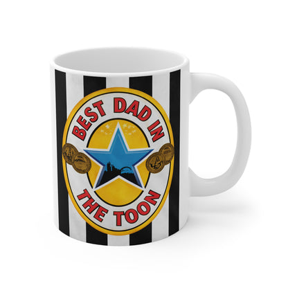 Newcastle Best Dad in the Toon Coffee Mug — Father's Day Black & White Striped Mug