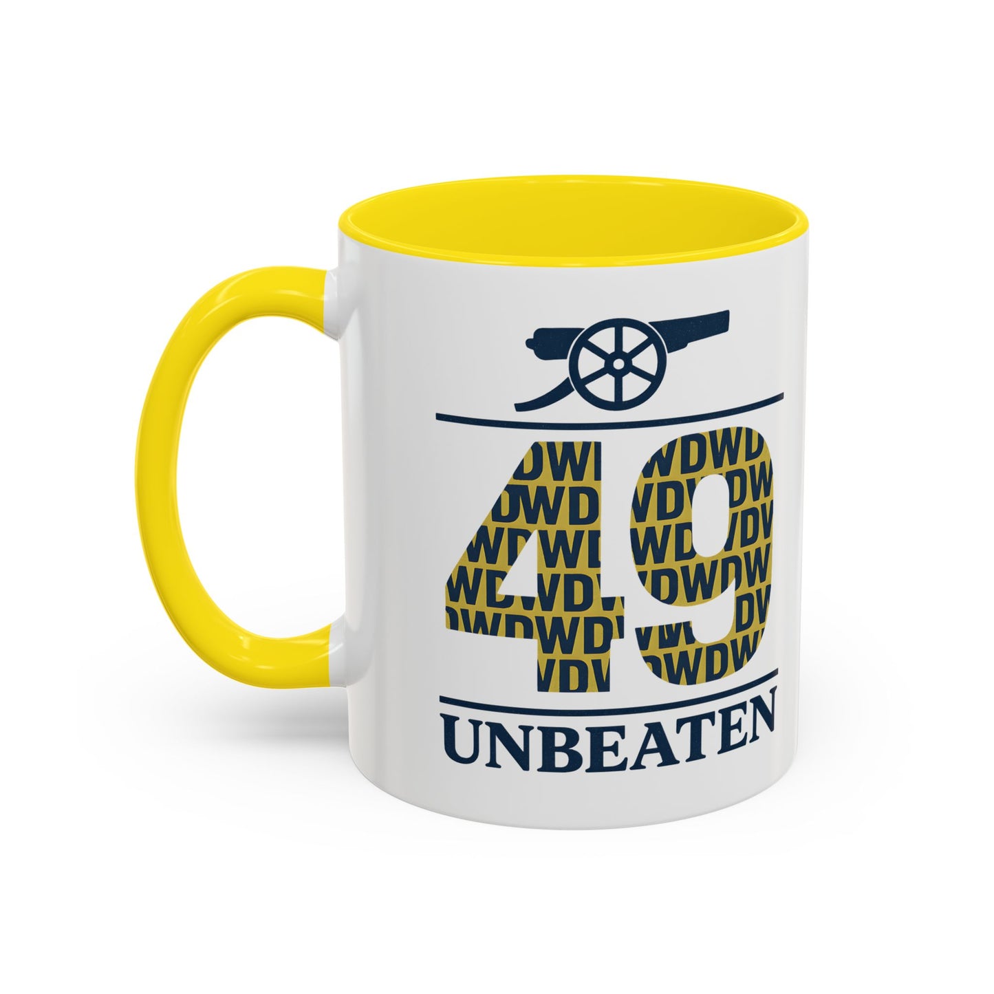 Arsenal '49 Unbeaten Accent Coffee Mug — Retro Football Fan Gift (11/15oz)