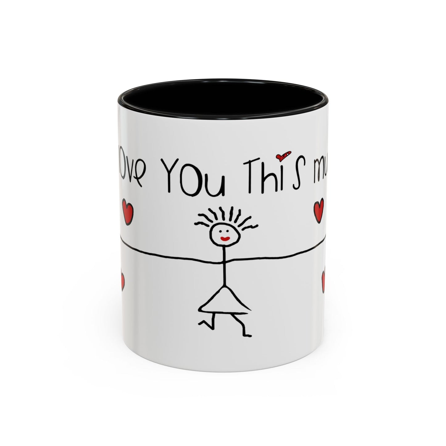 I Love You This Much Coffee Mug — Cute Stick Figure Heart Gift for Valentine’s Day & Anniversaries