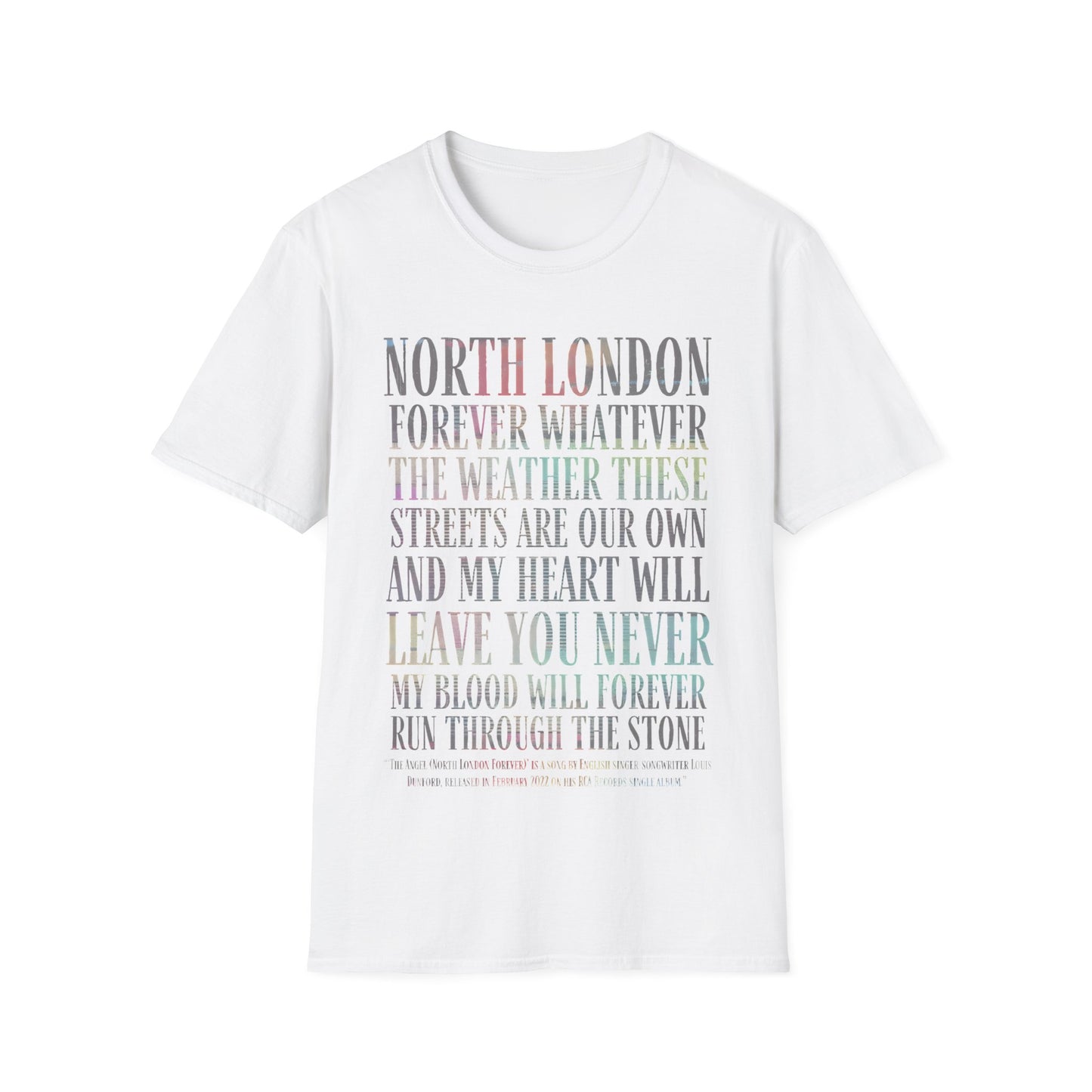 North London Typography T-Shirt — Pastel Lyrics Tee