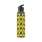 Retro Bruised Banana Football-Inspired Water Bottle – Yellow & Navy Geometric Design (21.9oz)