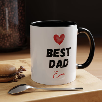 Best Dad Ever Accent Coffee Mug — Heart Design Father's Day Gift