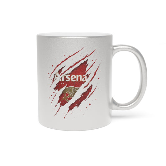 Ripped Arsenal Metallic Mug — Silver/Gold Fan Coffee Cup