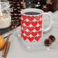 Red Patterned Hearts Coffee Mug — Valentine’s Day Ceramic Cup (11oz, 15oz)