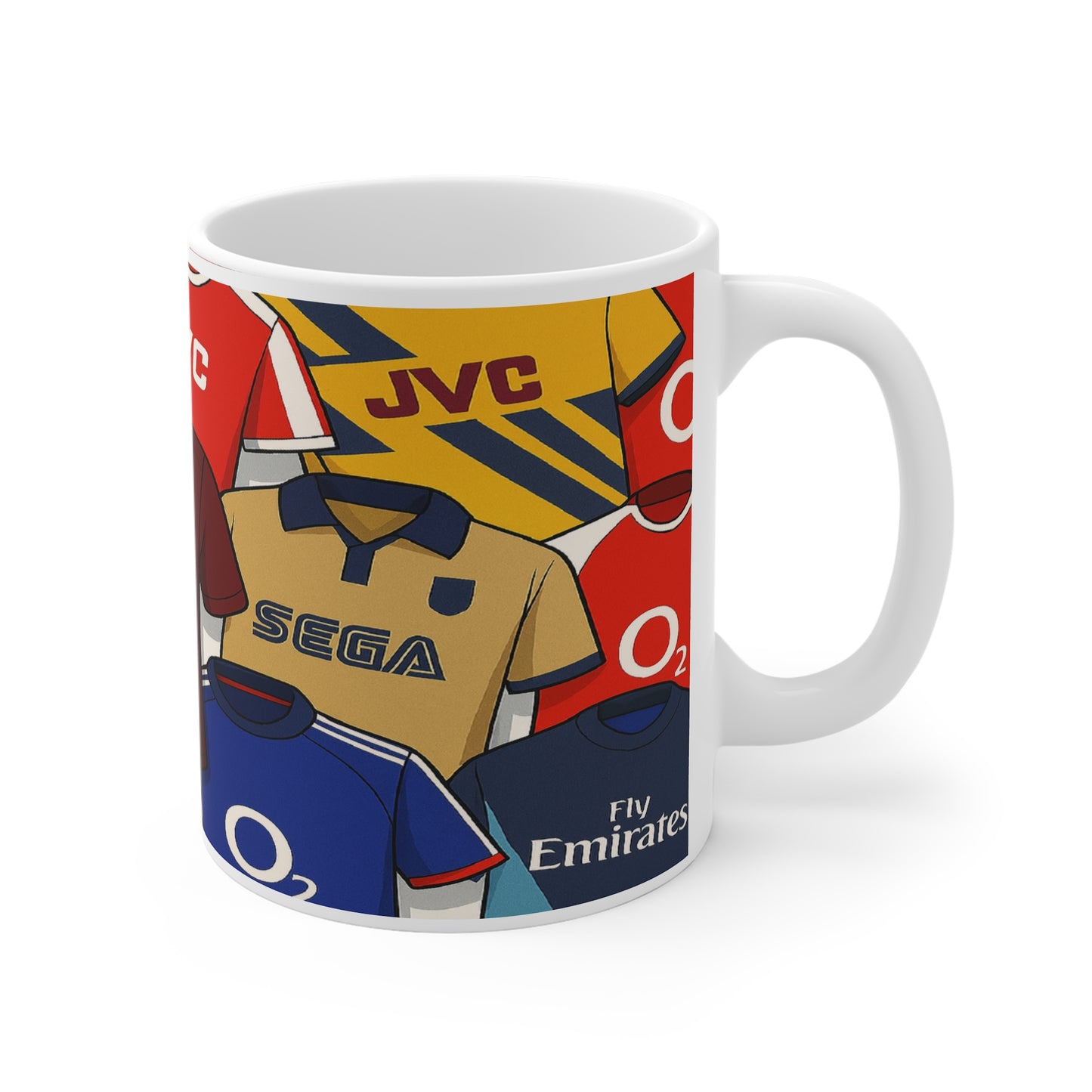 Retro Football Jersey Collage Mug — Henry #14 & Classic Kits Arsenal Fan Coffee Cup
