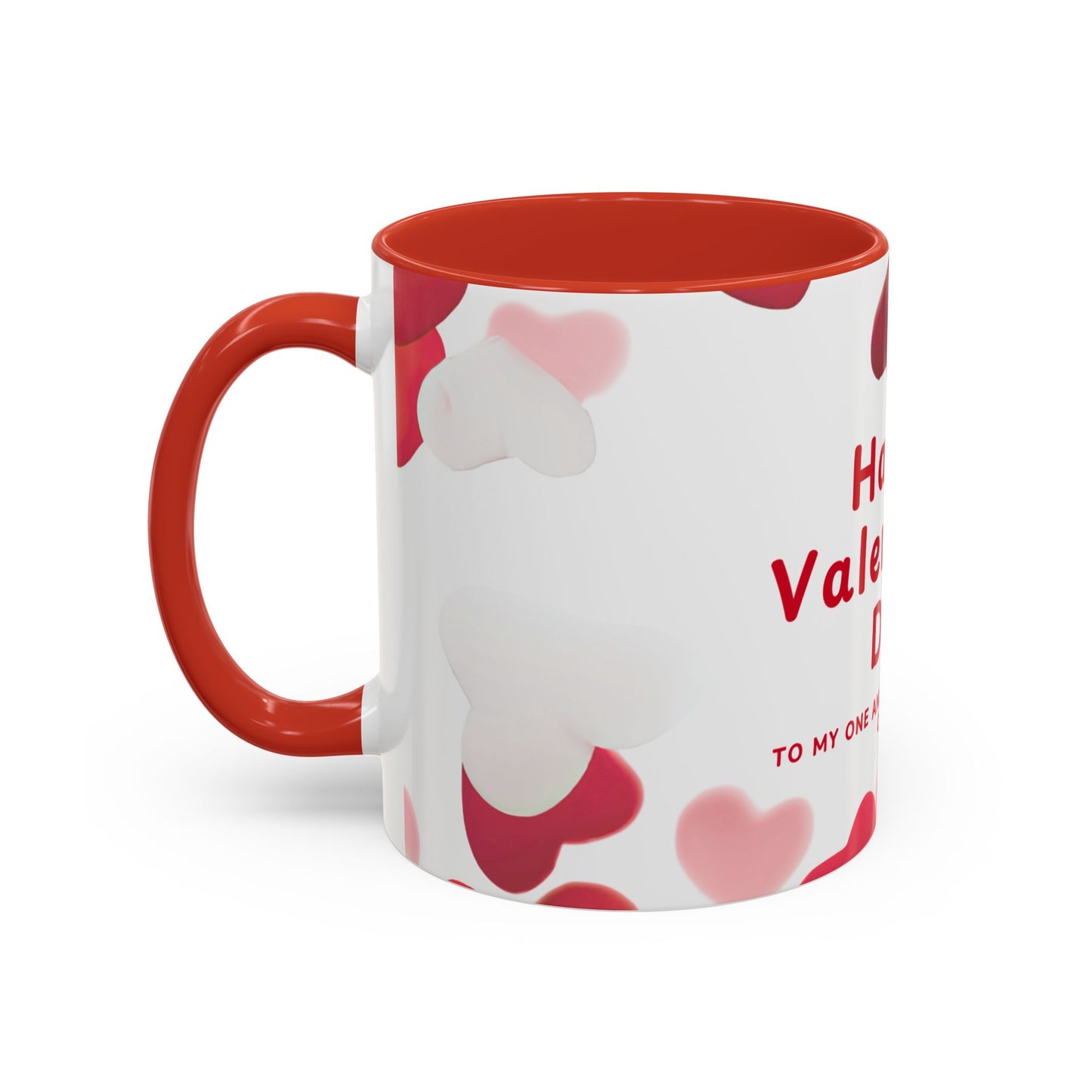 Valentine's Day Accent Coffee Mug — "My One and Only Partner in Crime" Cupid Hearts