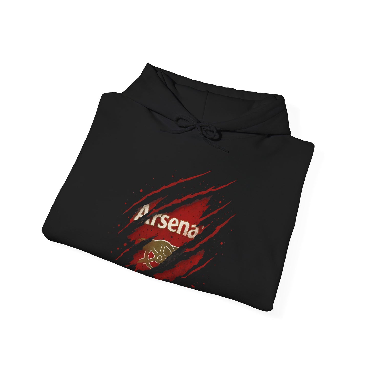 Arsenal Ripped Heart Graphic Hoodie — Distressed North London Emblem