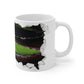 Emirates Stadium View Arsenal Fan Coffee Mug — 3D Torn Wall Soccer Field Design