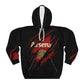Arsenal Inspired Ripped Armour Hoodie — Red & Black Claw-Slash Design