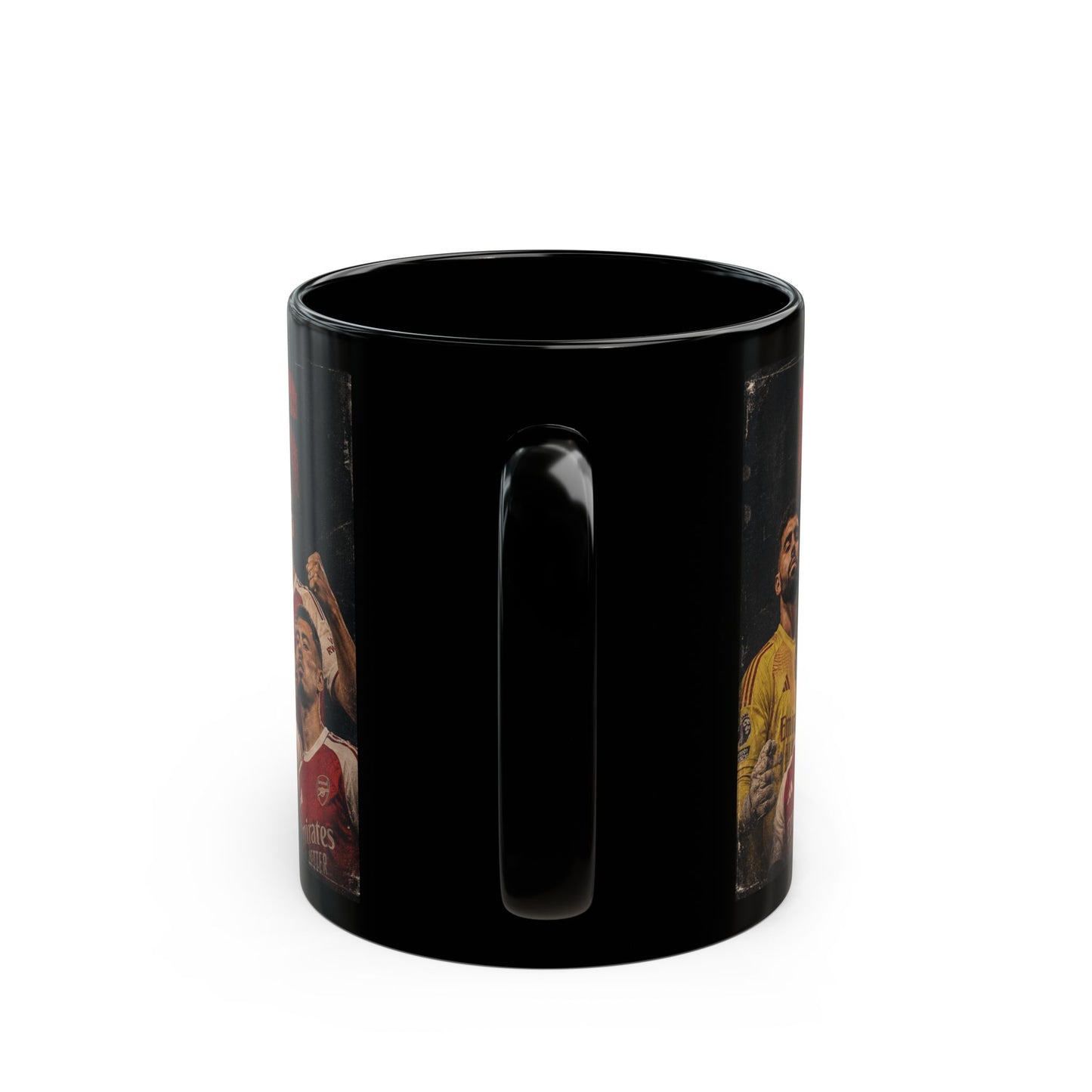 Arsenal Champions Football Team Black Mug — Arsenal Players Trophy Design (11oz/15oz)