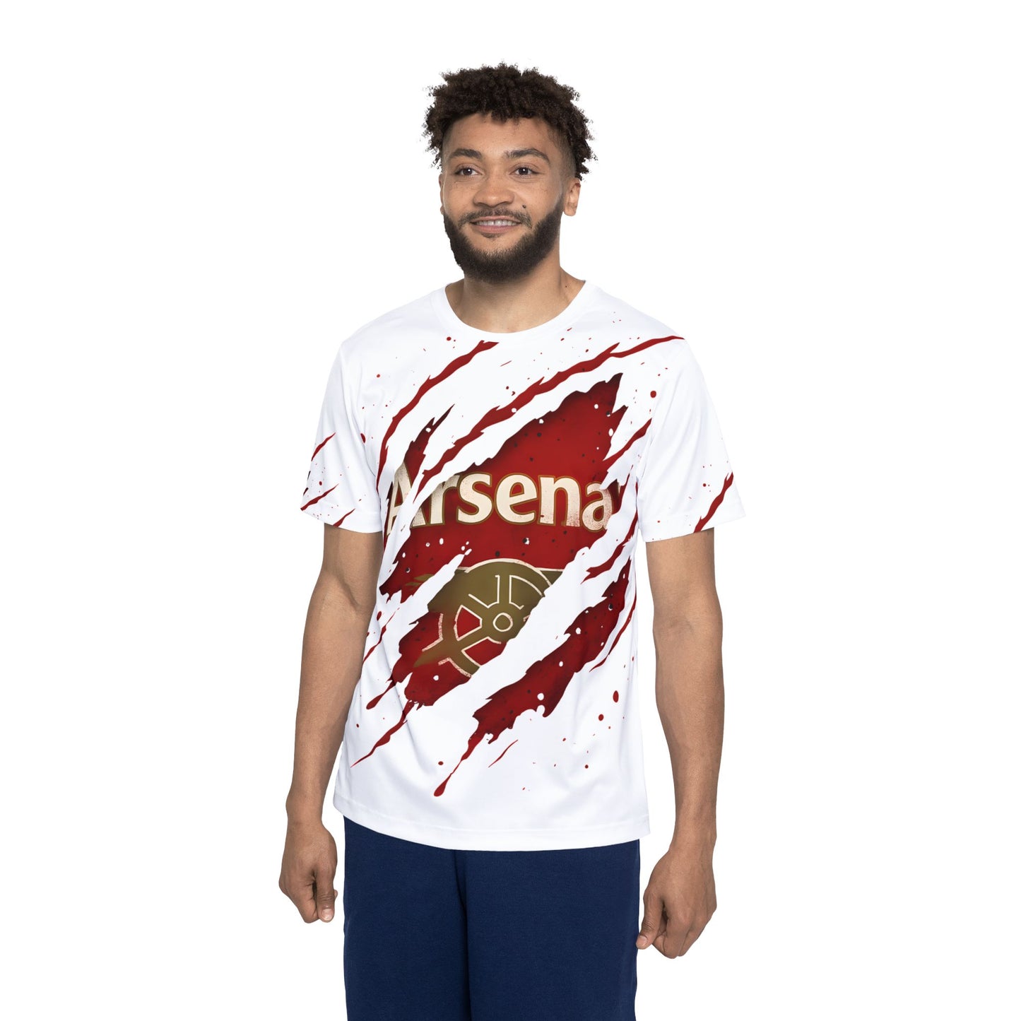 Arsenal Inspired Ripped-Logo Sports Jersey — Men’s Athletic Tee