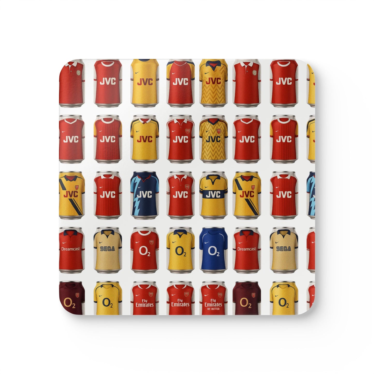Arsenal Beer Can Coaster Set — Retro Football Kit Pattern (Set of 6)