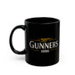 Gunners 1886 Black Coffee Mug — Vintage Pub Style Fan Design 11/15oz
