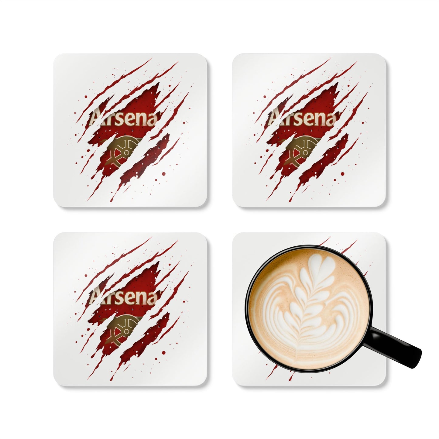 Arsenal Claw-Strike Corkwood Coaster Set — Football Fan Drink Coasters