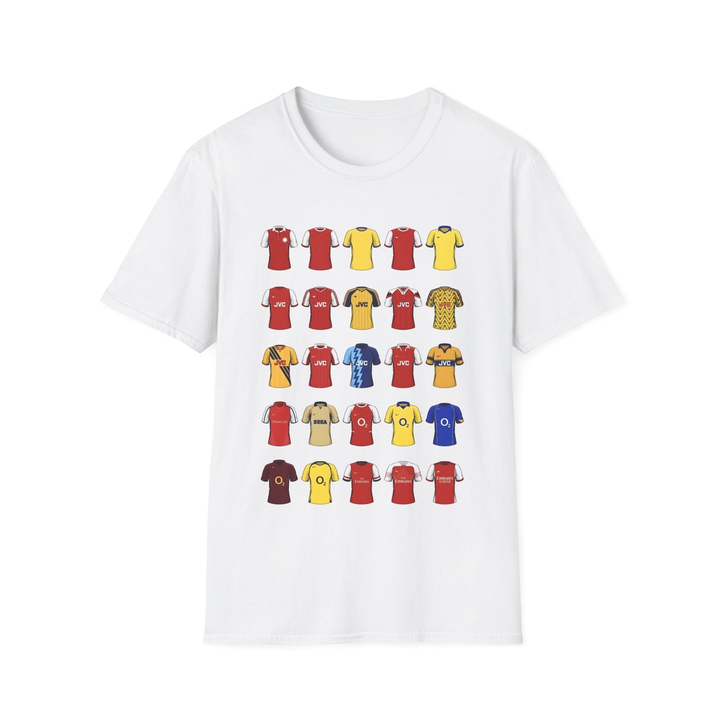 Soccer Jersey Icons T-Shirt — Retro Football Kit Grid Tee
