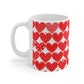 Red Patterned Hearts Coffee Mug — Valentine’s Day Ceramic Cup (11oz, 15oz)