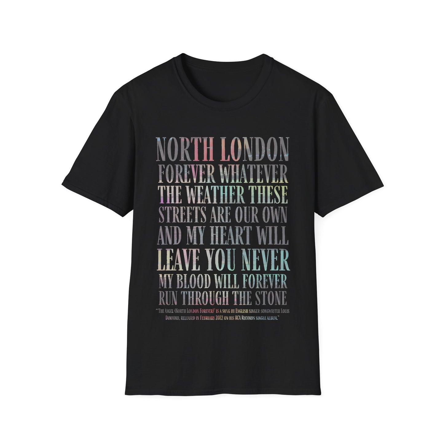 North London Typography T-Shirt — Pastel Lyrics Tee