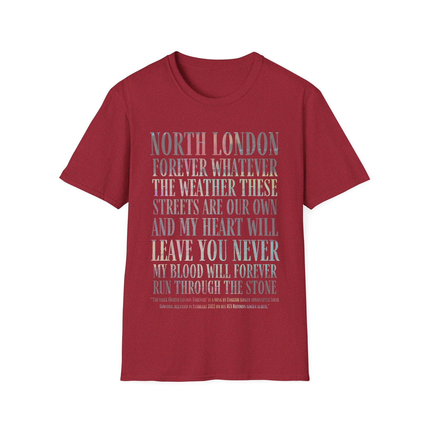 North London Typography T-Shirt — Pastel Lyrics Tee