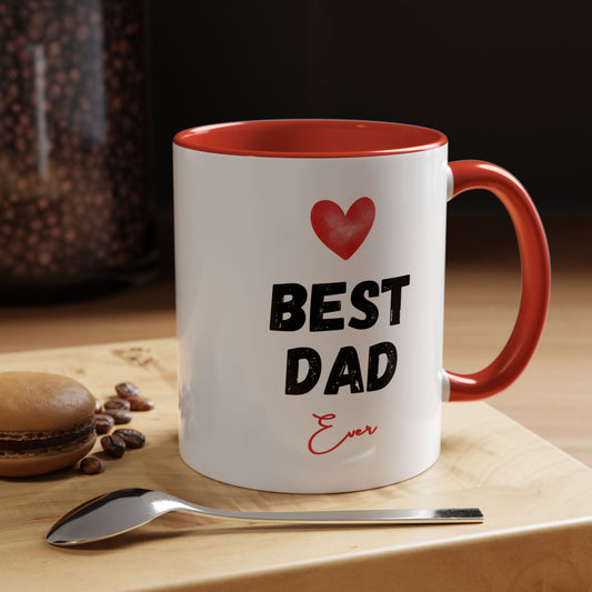 Best Dad Ever Accent Coffee Mug — Heart Design Father's Day Gift