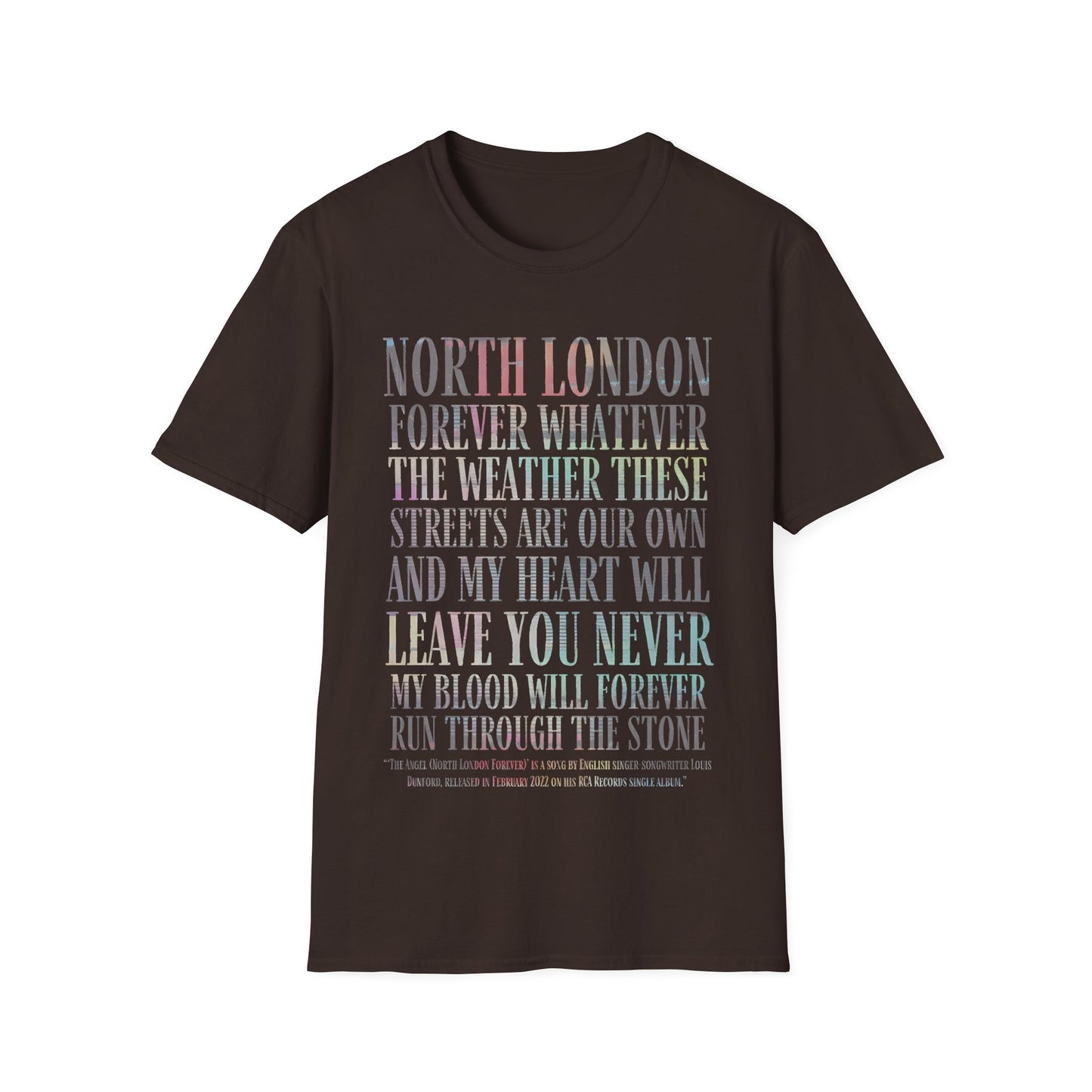 North London Typography T-Shirt — Pastel Lyrics Tee