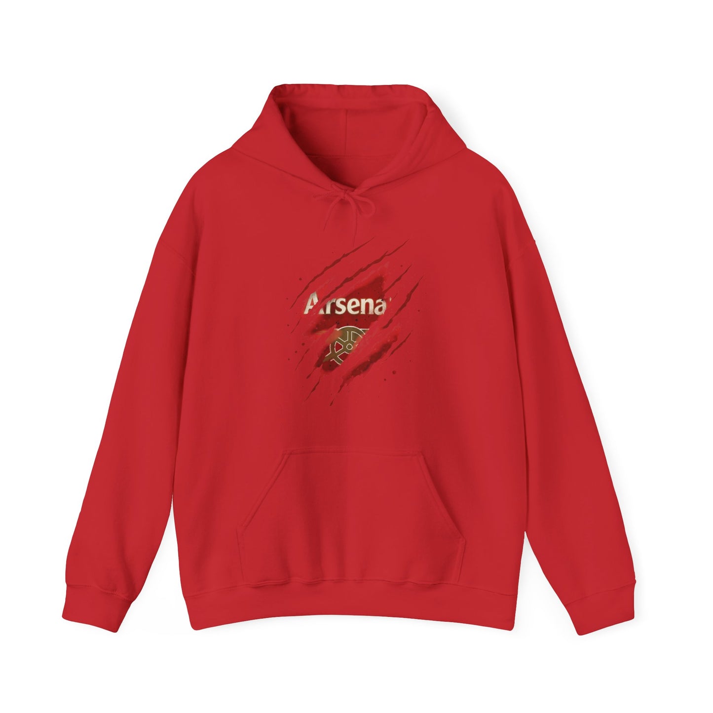 Arsenal Ripped Heart Graphic Hoodie — Distressed North London Emblem