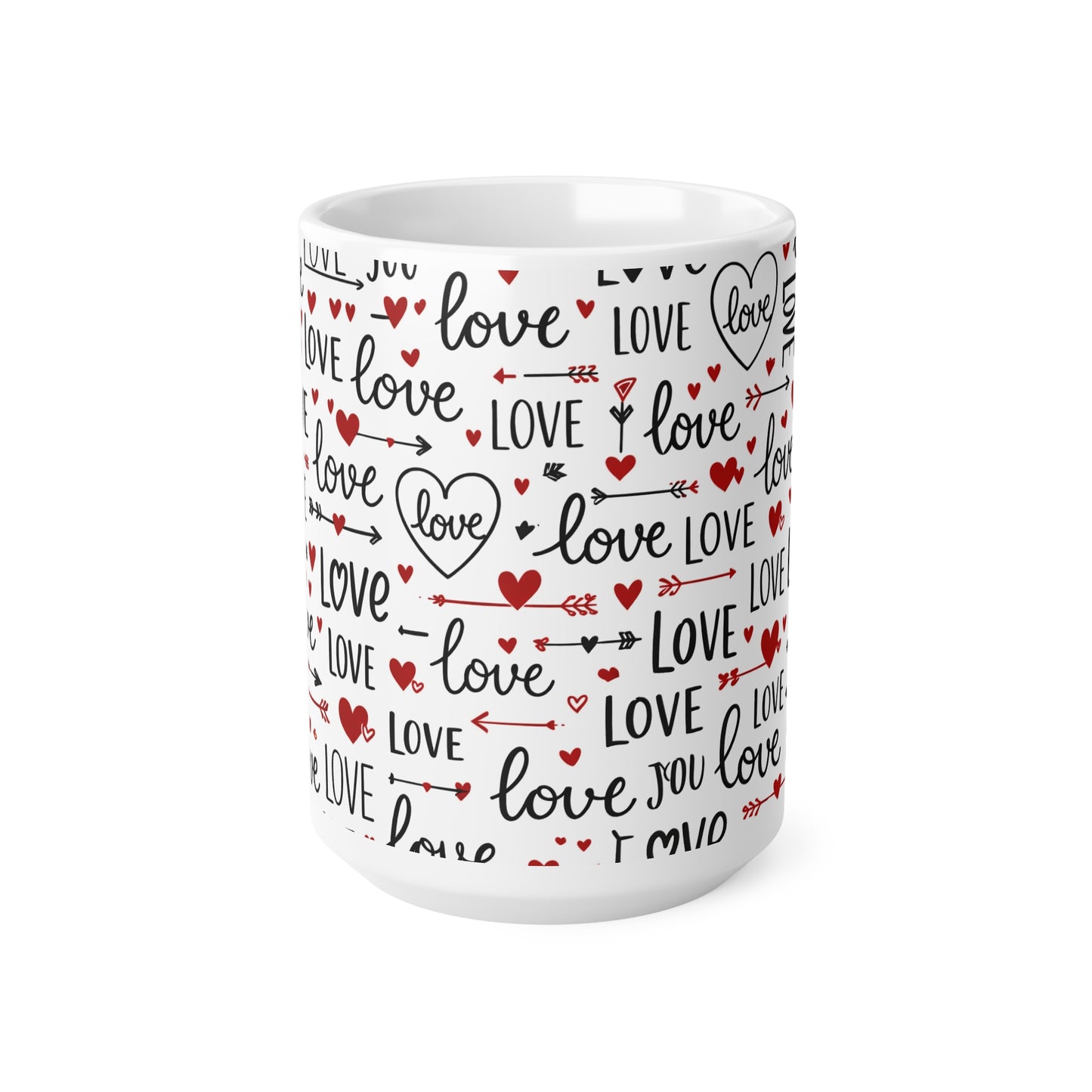 Love Pattern Ceramic Mug — 11oz & 15oz Valentine’s Coffee Cup