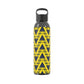 Retro Bruised Banana Football-Inspired Water Bottle – Yellow & Navy Geometric Design (21.9oz)