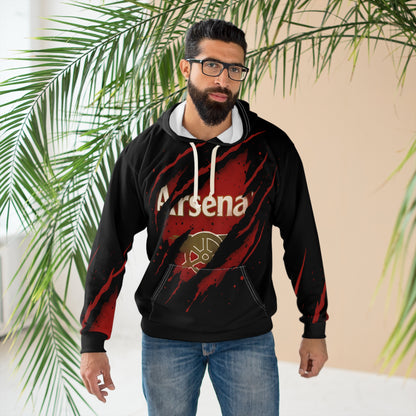 Arsenal Inspired Ripped Armour Hoodie — Red & Black Claw-Slash Design