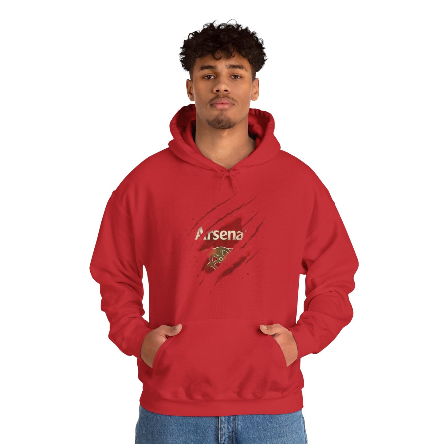 Arsenal Ripped Heart Graphic Hoodie — Distressed North London Emblem