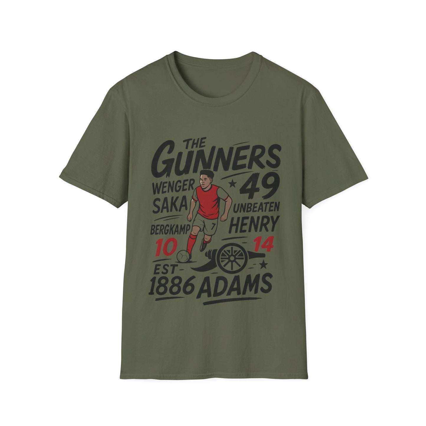 The Gunners Arsenal T-Shirt — Arsenal Legends Shirt (Wenger, Henry, Bergkamp, Saka)