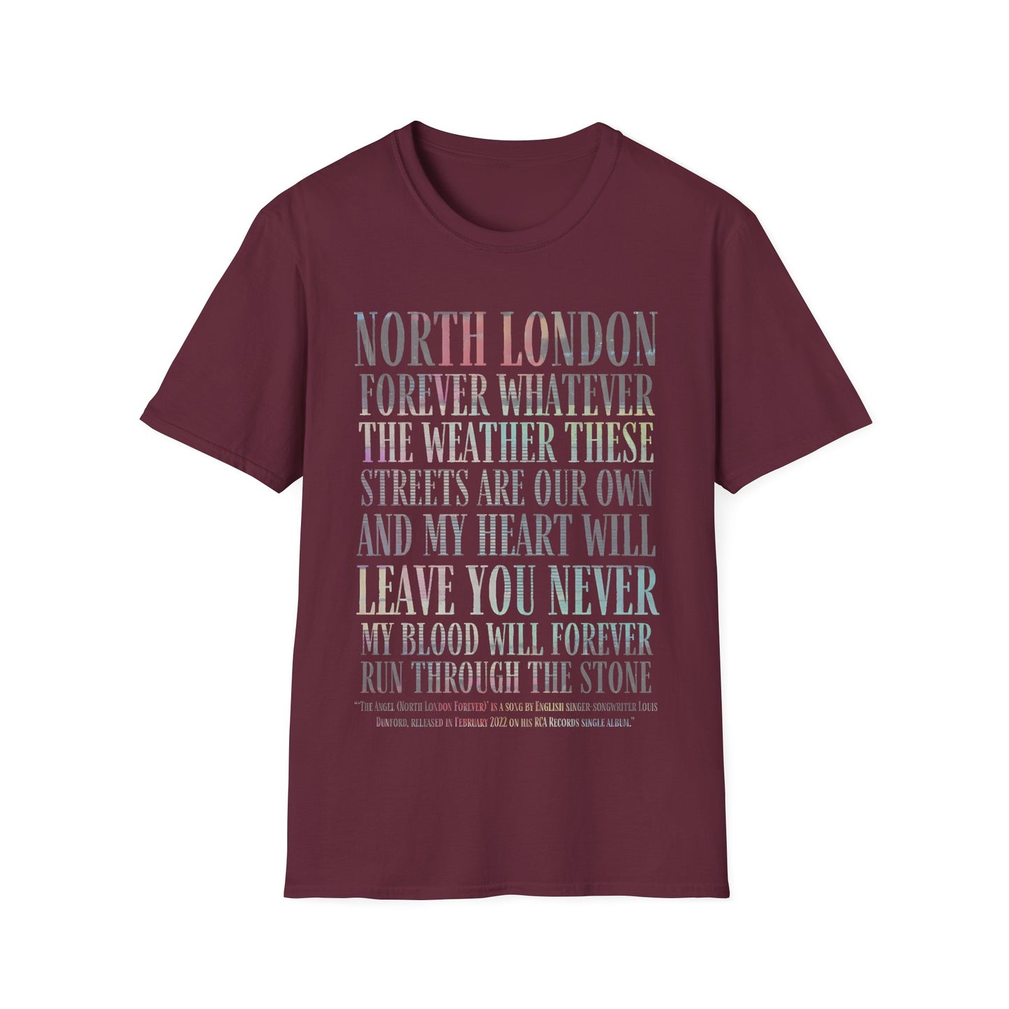 North London Typography T-Shirt — Pastel Lyrics Tee