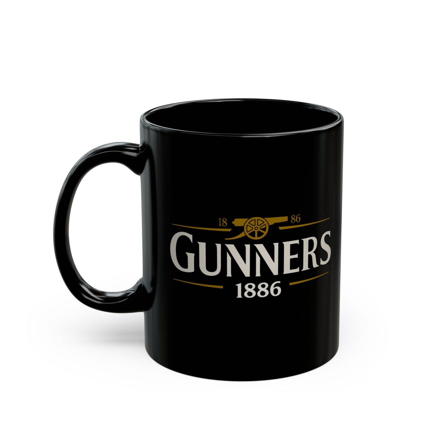 Gunners 1886 Black Coffee Mug — Vintage Arsenal Fan Beer Pub Style