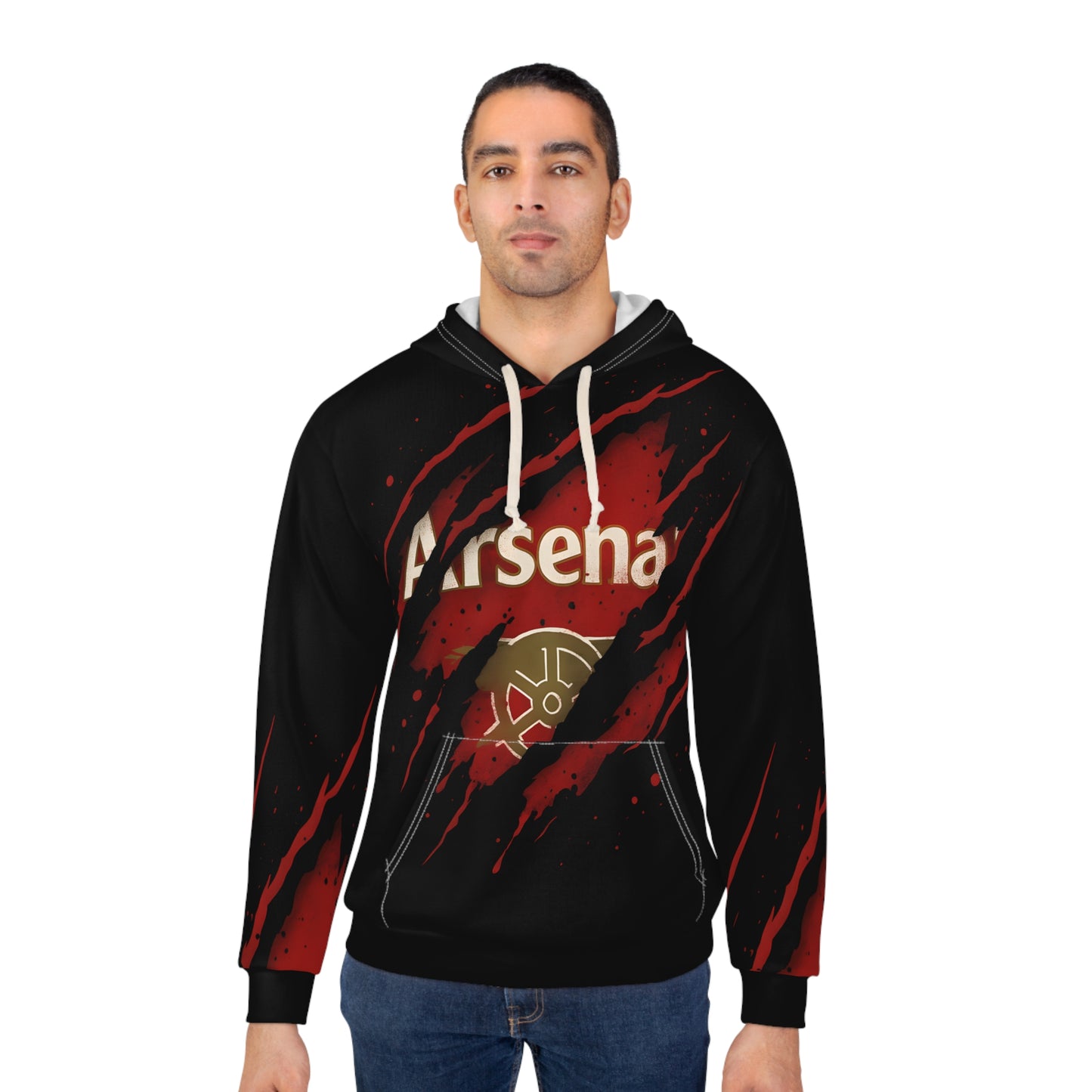 Arsenal Inspired Ripped Armour Hoodie — Red & Black Claw-Slash Design