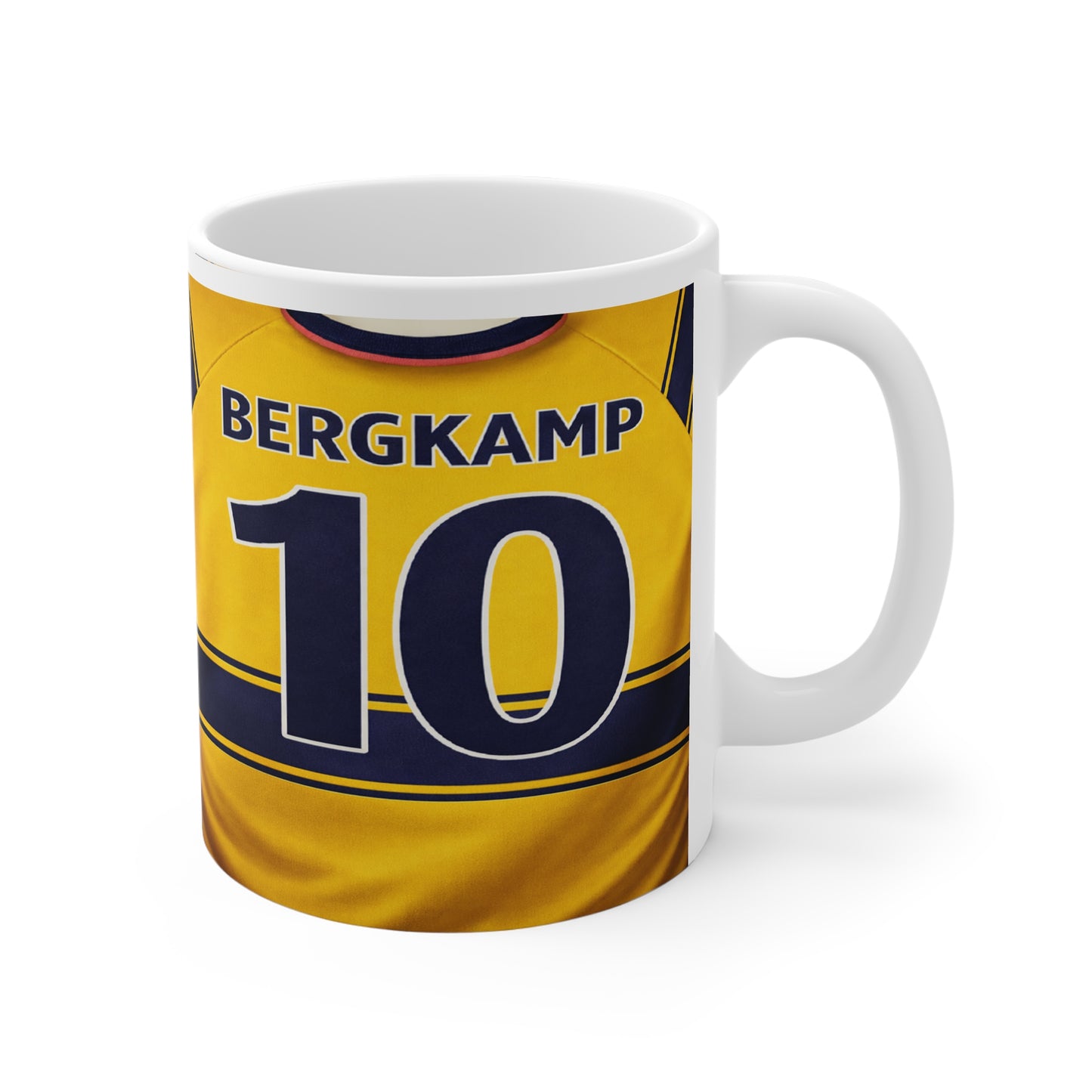 Arsenal Bergkamp Football Jersey Mug — Yellow JVC Classic Team Cup