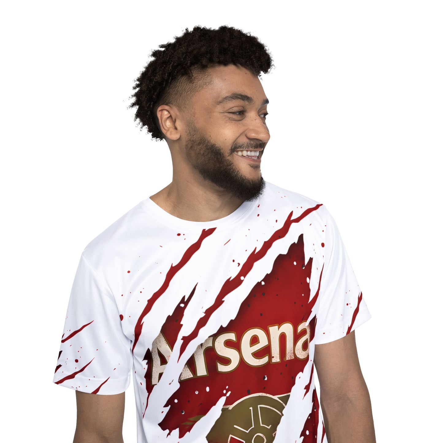 Arsenal Inspired Ripped-Logo Sports Jersey — Men’s Athletic Tee