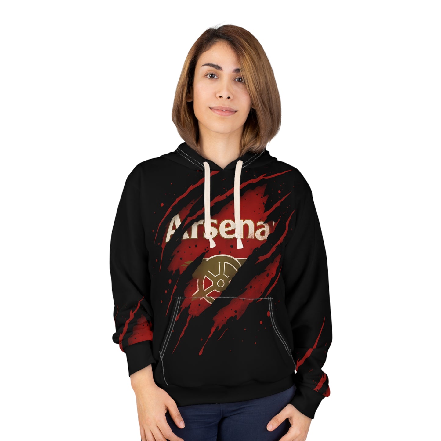 Arsenal Inspired Ripped Armour Hoodie — Red & Black Claw-Slash Design