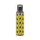 Retro Bruised Banana Football-Inspired Water Bottle – Yellow & Navy Geometric Design (21.9oz)
