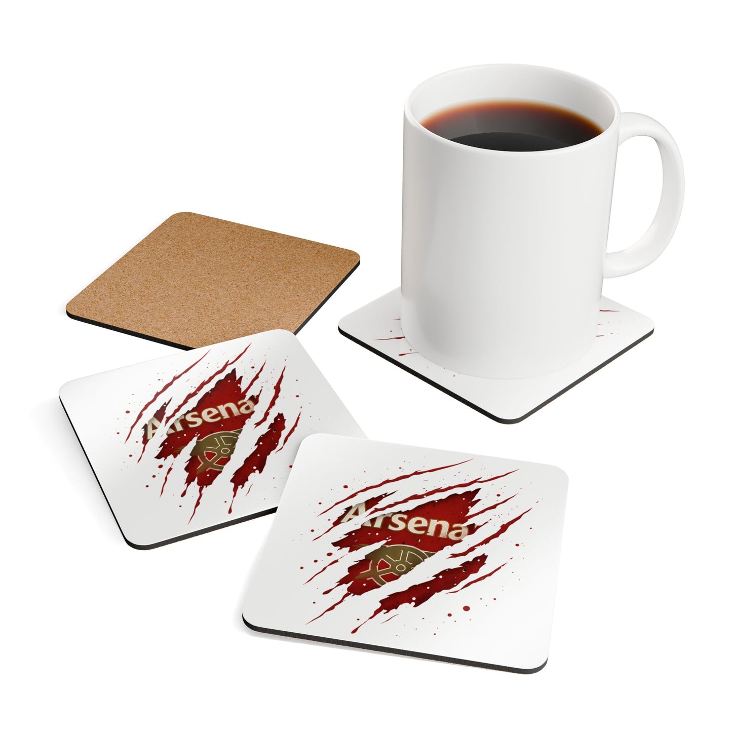 Arsenal Claw-Strike Corkwood Coaster Set — Football Fan Drink Coasters