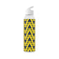 Retro Bruised Banana Football-Inspired Water Bottle – Yellow & Navy Geometric Design (21.9oz)