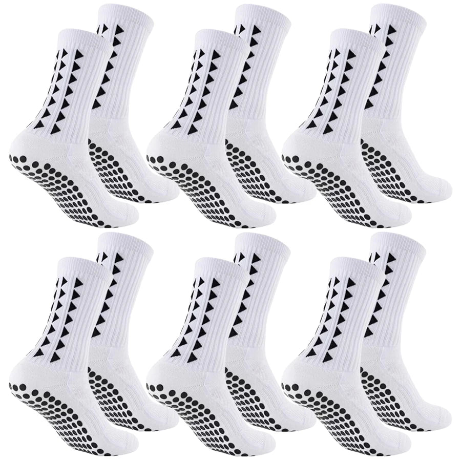 6-Pair Football Grip Socks – Anti-Slip Athletic Socks for Men & Women | Towel Bottom Sports Socks for Football, Rugby, Gym & Running