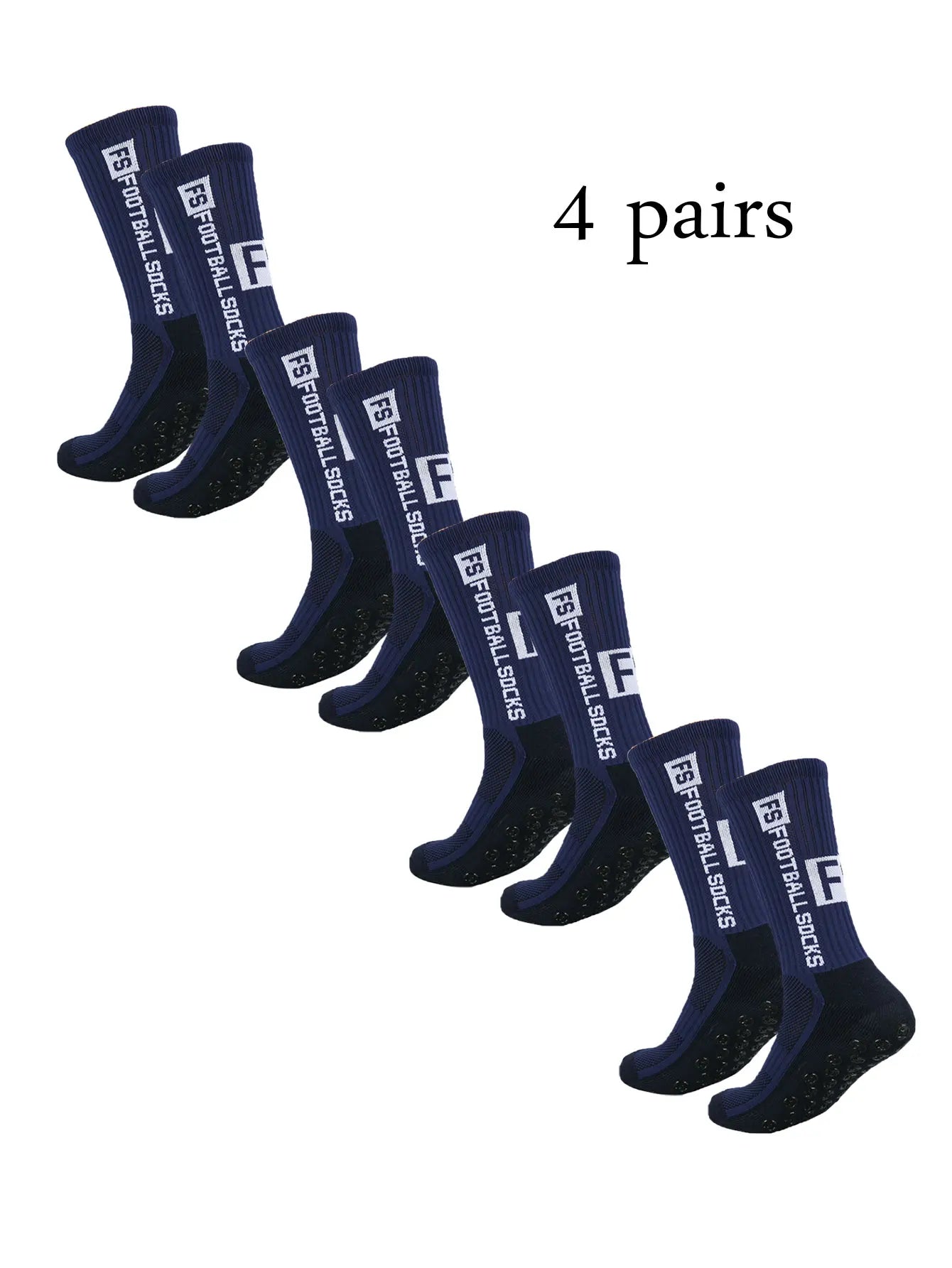4 Pairs Grip Football Socks – Anti-Slip Performance Socks for Men & Women | Soccer, Gym & Sports Training