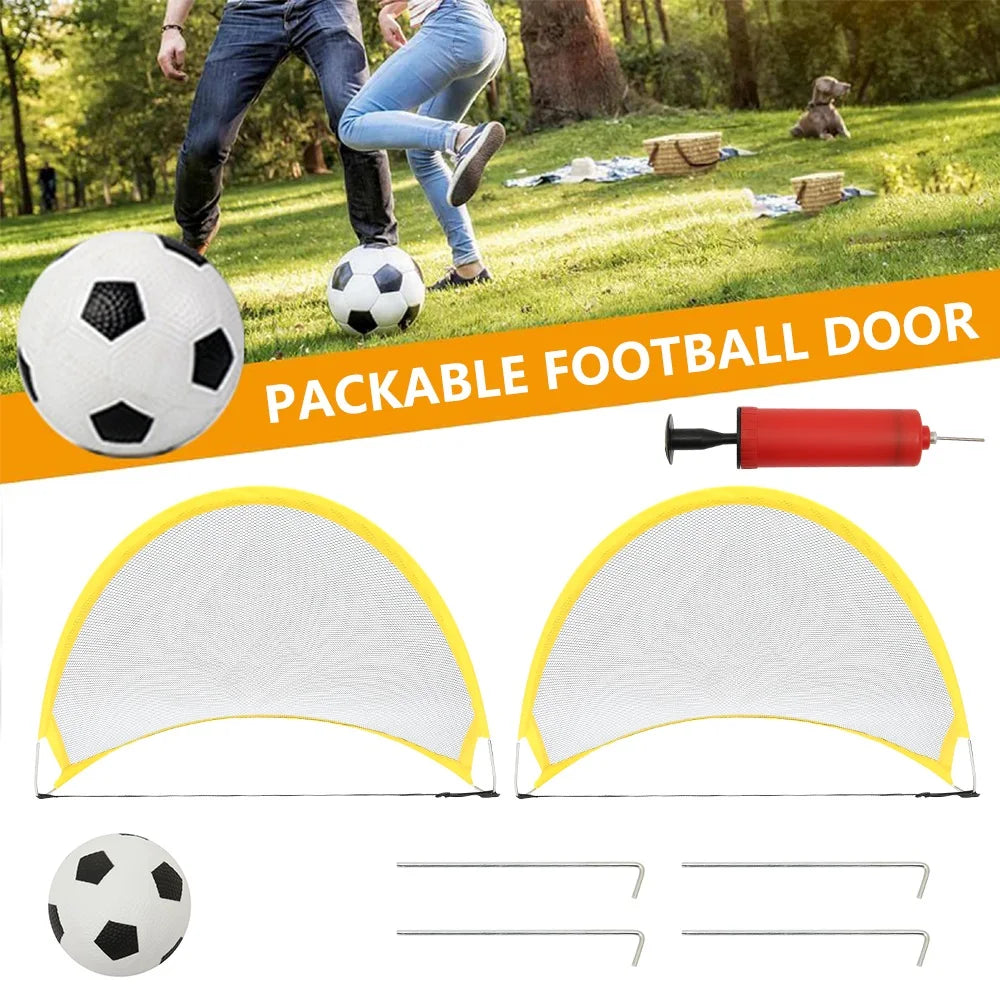 2-Pack Foldable Pop-Up Football Goals – Portable Kids Soccer Nets for Indoor & Outdoor Training