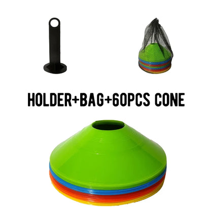 Football Training Cone Set – 20 / 40 / 60 Pack Agility Disc Cones | Speed & Coordination Drills for Kids & Adults