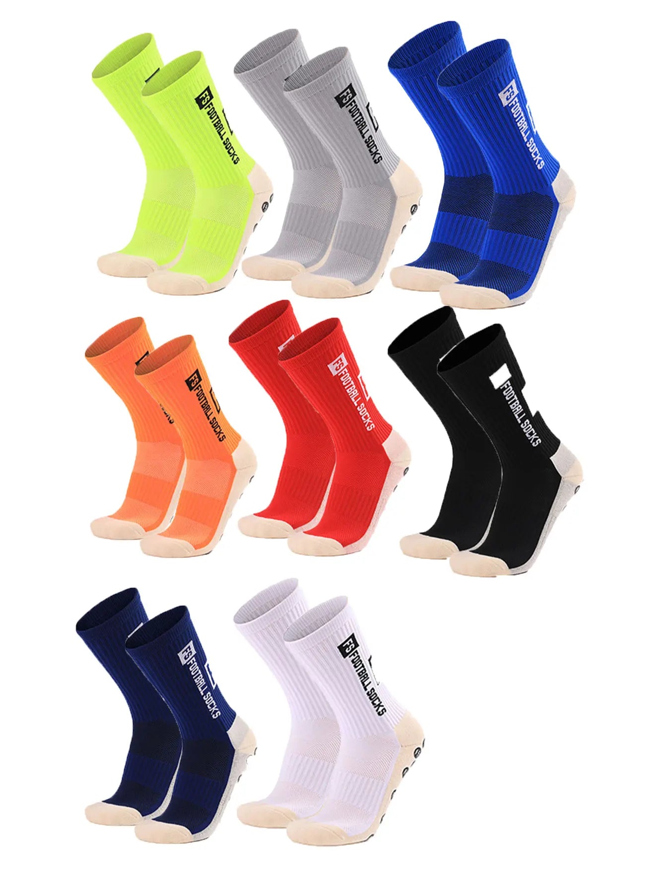 4 Pairs Grip Football Socks – Anti-Slip Performance Socks for Men & Women | Soccer, Gym & Sports Training