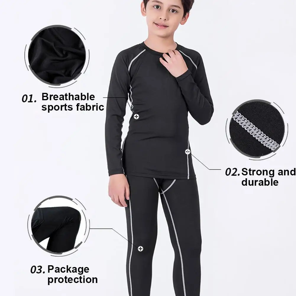 Kids' Sportswear Thermal Underwear Baby Quick Drying Clothes Soccer Compression Kids Sportswear Clothing Basketball Boy Y7F0