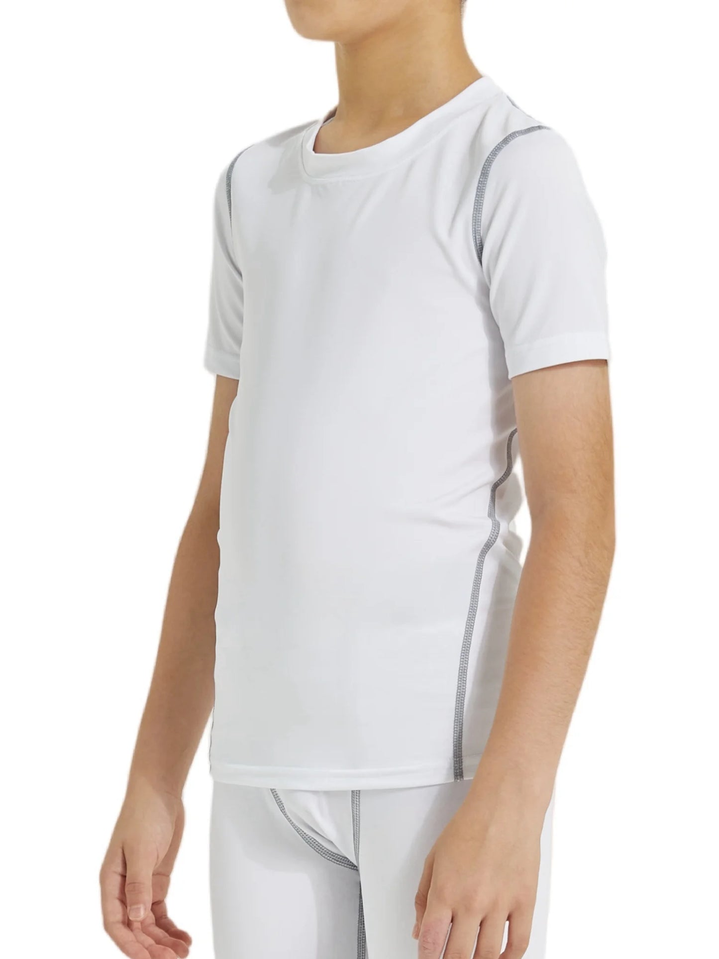 Kids Football Skins Short Sleeve Compression Top – Boys Quick-Dry Base Layer Shirt for Training and PE