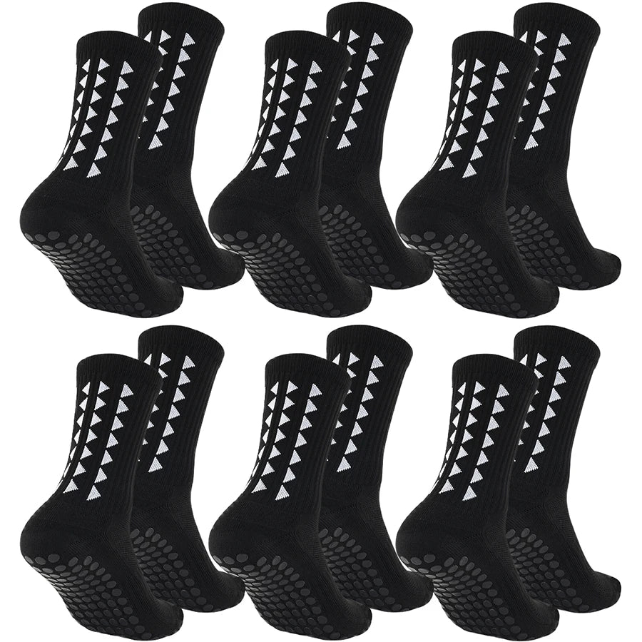 6-Pair Football Grip Socks – Anti-Slip Athletic Socks for Men & Women | Towel Bottom Sports Socks for Football, Rugby, Gym & Running